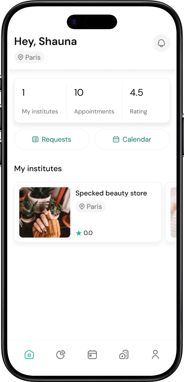 Owner dashboard with institutes and stats